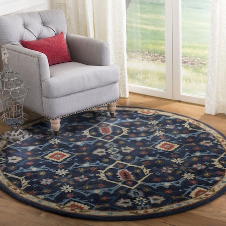 Safavieh 6 x 6 ft. Round Heritage Global Area Rug Navy & Multicolor HG416N-6R